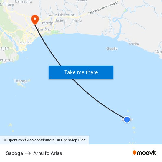 Saboga to Arnulfo Arias map