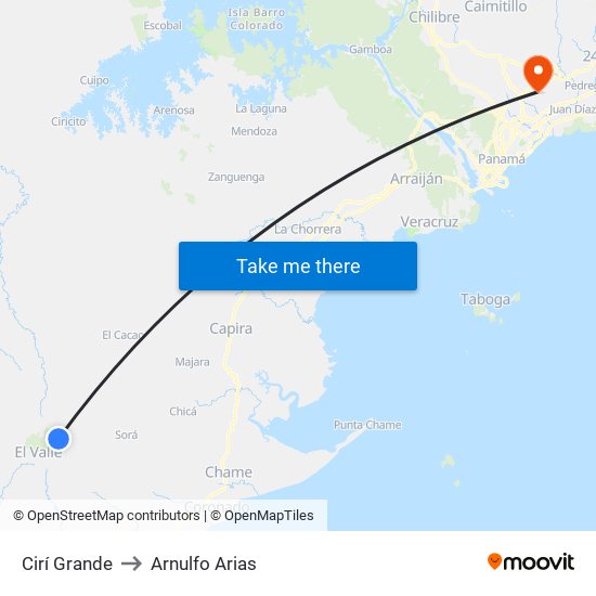 Cirí Grande to Arnulfo Arias map