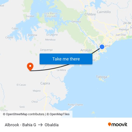 Albrook - Bahía G to Obaldía map