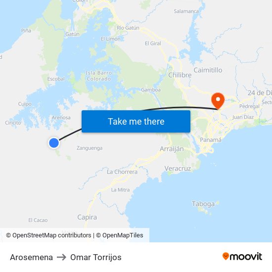 Arosemena to Omar Torrijos map