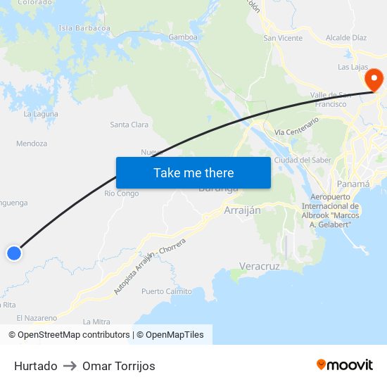 Hurtado to Omar Torrijos map