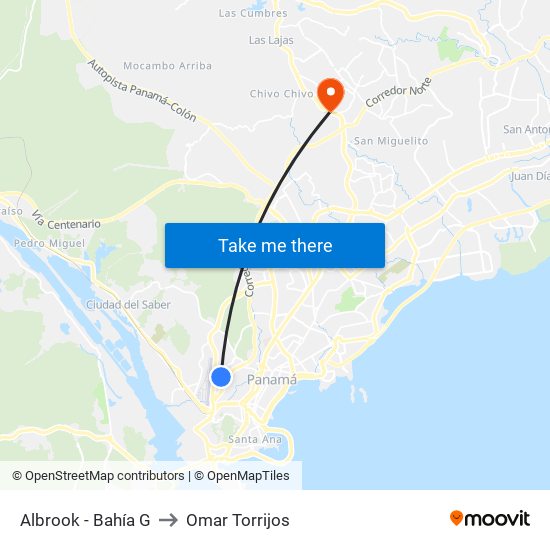 Albrook - Bahía G to Omar Torrijos map