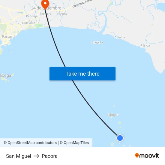 San Miguel to Pacora map