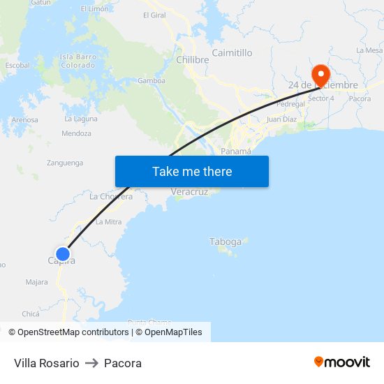 Villa Rosario to Pacora map