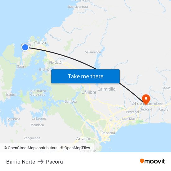 Barrio Norte to Pacora map