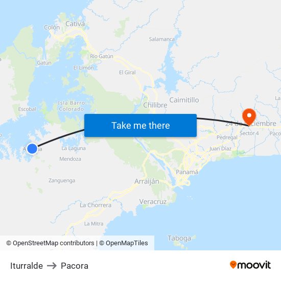 Iturralde to Pacora map