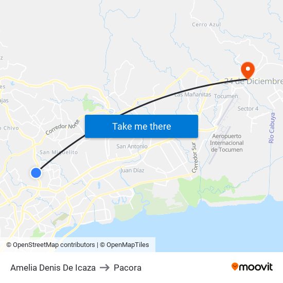 Amelia Denis De Icaza to Pacora map