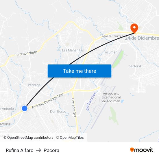 Rufina Alfaro to Pacora map