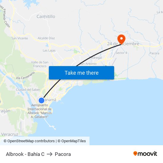 Albrook - Bahía C to Pacora map