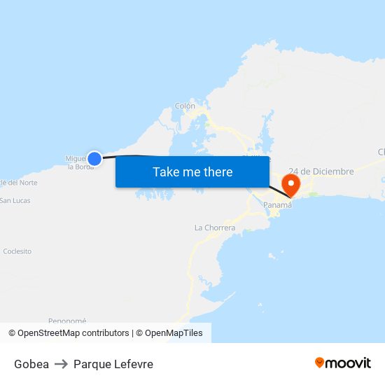 Gobea to Parque Lefevre map