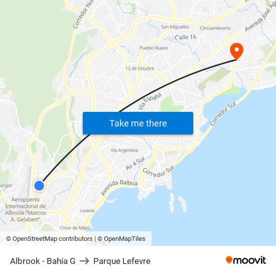 Albrook - Bahía G to Parque Lefevre map