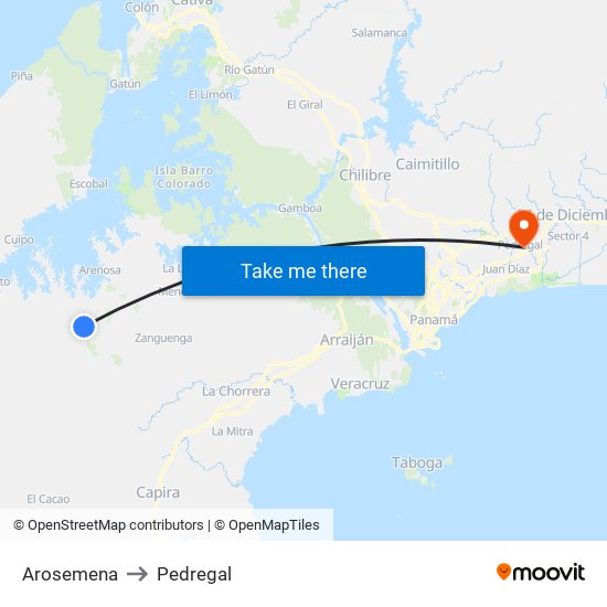 Arosemena to Pedregal map