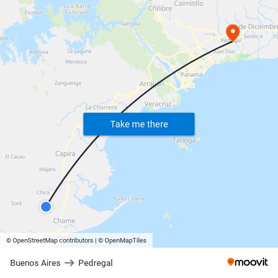 Buenos Aires to Pedregal map