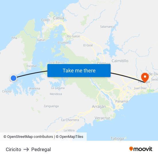 Ciricito to Pedregal map