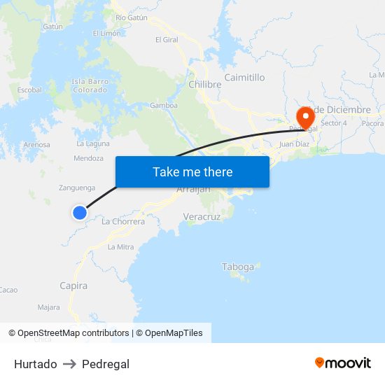 Hurtado to Pedregal map