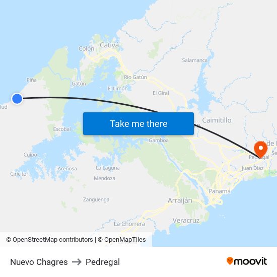 Nuevo Chagres to Pedregal map