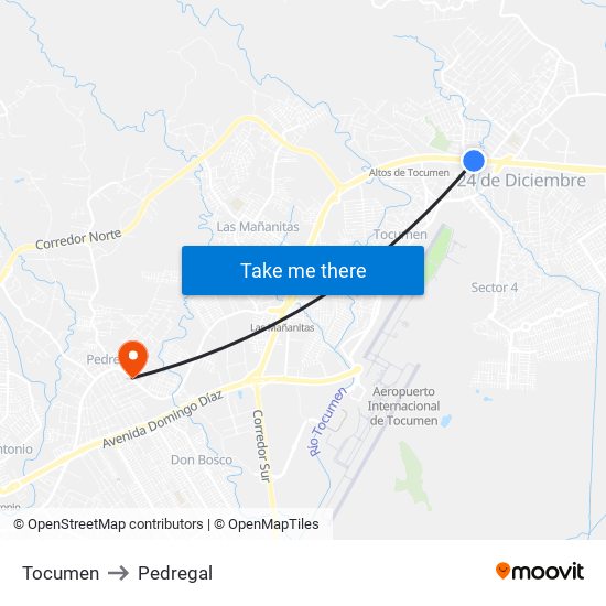 Tocumen to Pedregal map