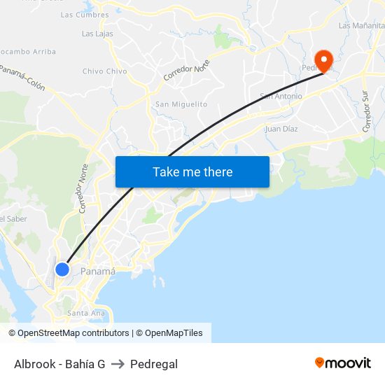 Albrook - Bahía G to Pedregal map