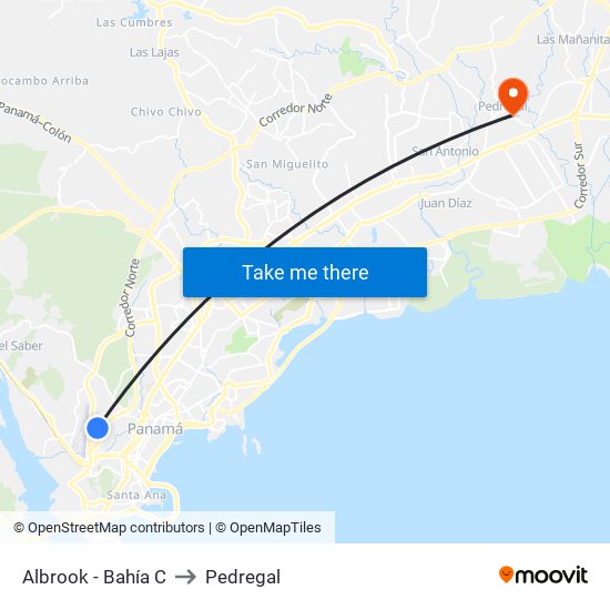 Albrook - Bahía C to Pedregal map