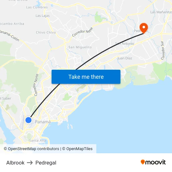 Albrook to Pedregal map
