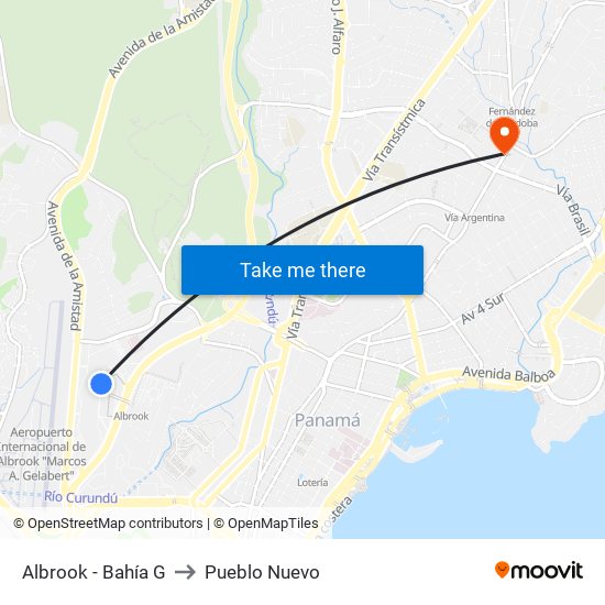 Albrook - Bahía G to Pueblo Nuevo map