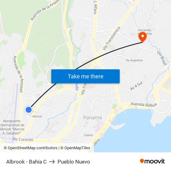 Albrook - Bahía C to Pueblo Nuevo map