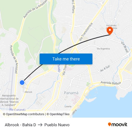 Albrook - Bahía D to Pueblo Nuevo map