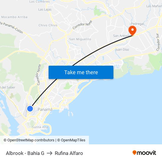 Albrook - Bahía G to Rufina Alfaro map