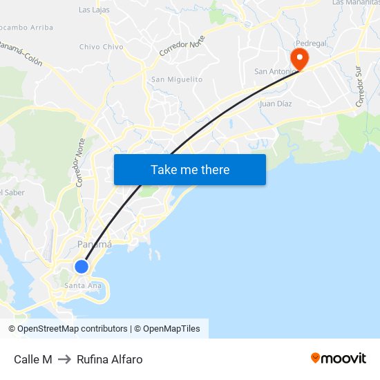 Calle M to Rufina Alfaro map