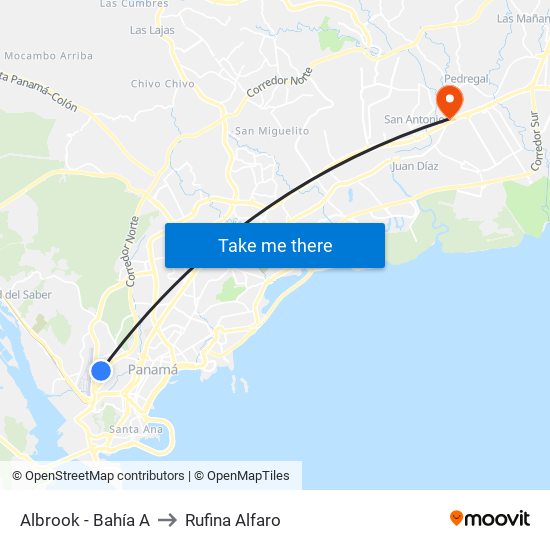 Albrook - Bahía A to Rufina Alfaro map