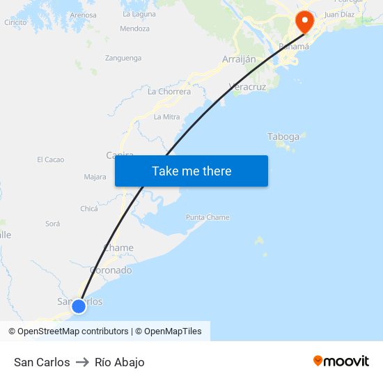 San Carlos to Río Abajo map