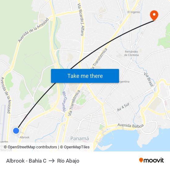 Albrook - Bahía C to Río Abajo map