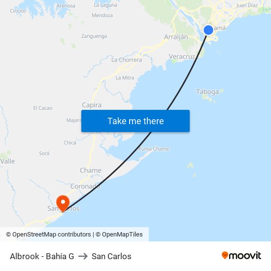 Albrook - Bahía G to San Carlos map