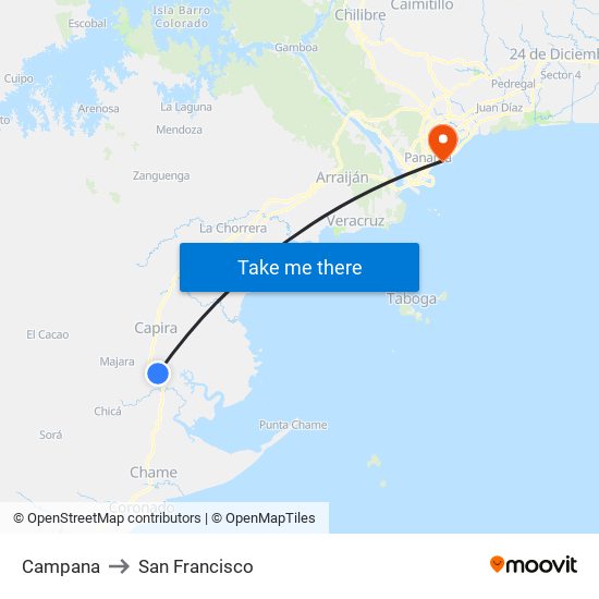 Campana to San Francisco map