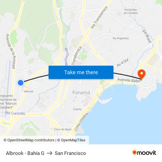 Albrook - Bahía G to San Francisco map