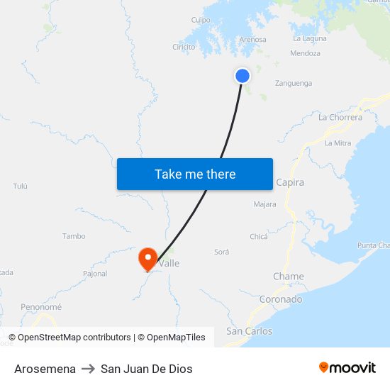 Arosemena to San Juan De Dios map