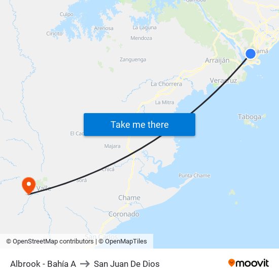 Albrook - Bahía A to San Juan De Dios map
