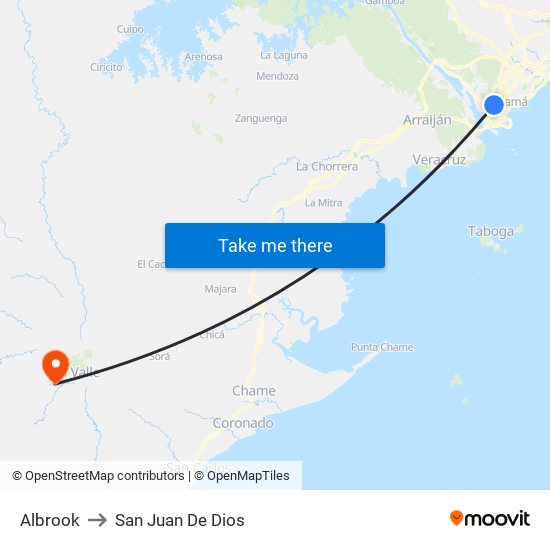 Albrook to San Juan De Dios map