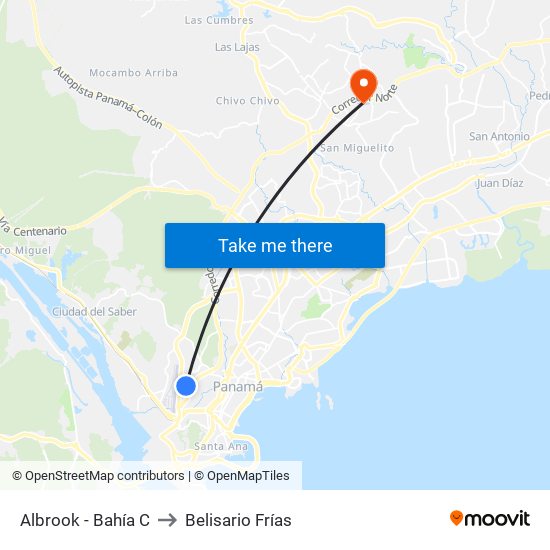 Albrook - Bahía C to Belisario Frías map