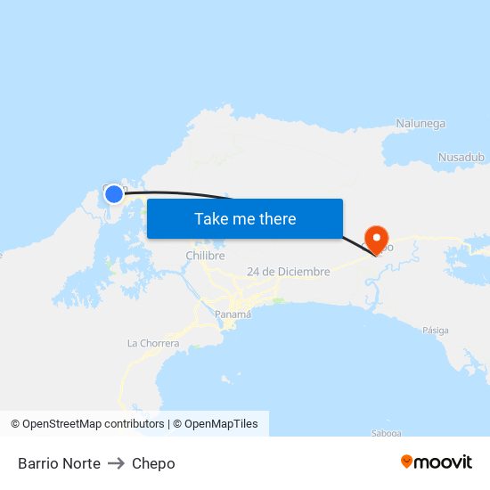 Barrio Norte to Chepo map