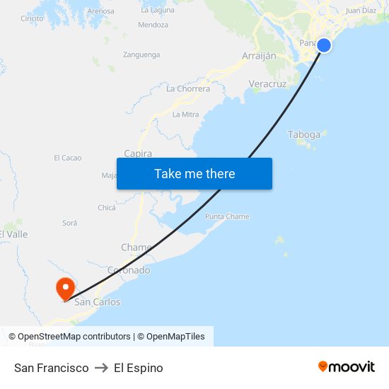 San Francisco to El Espino map