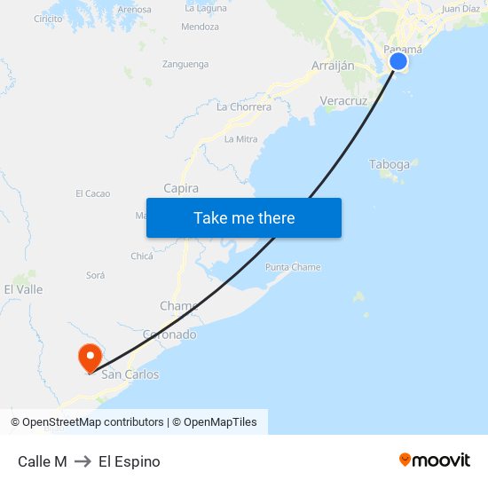 Calle M to El Espino map