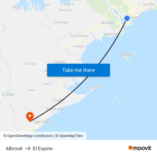 Albrook to El Espino map