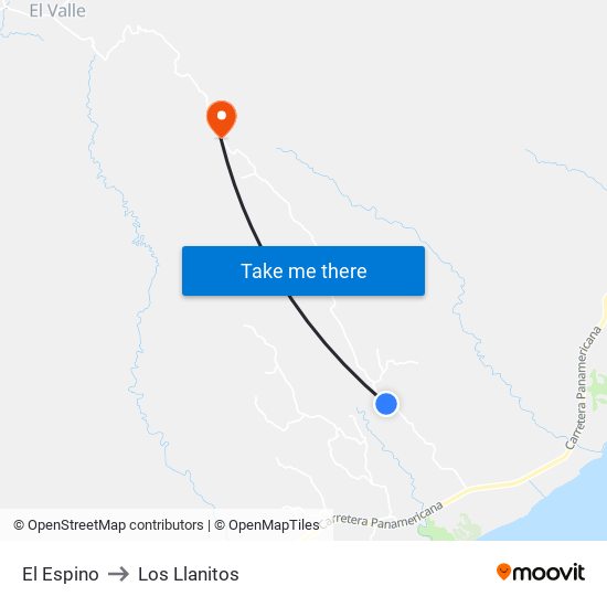 El Espino to Los Llanitos map