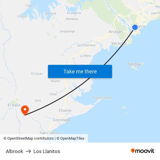 Albrook to Los Llanitos map