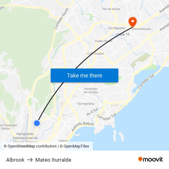 Albrook to Mateo Iturralde map