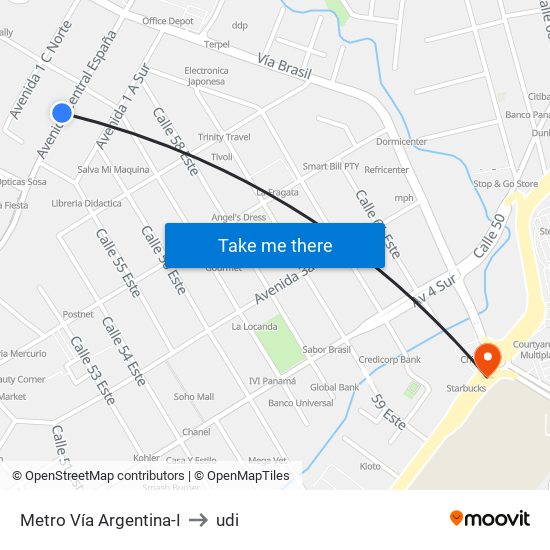 Metro Vía Argentina-I to udi map