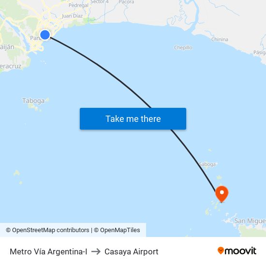 Metro Vía Argentina-I to Casaya Airport map
