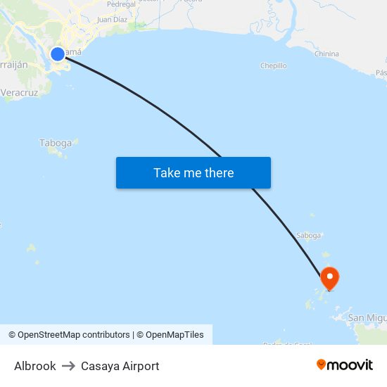 Albrook to Casaya Airport map
