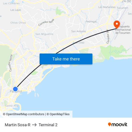 Martin Sosa-R to Terminal 2 map